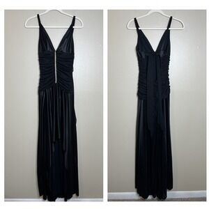 Vtg Y2K Whimsigoth Black Dress Event‎ Witchy Glam Fairy Grunge Windsor 90s